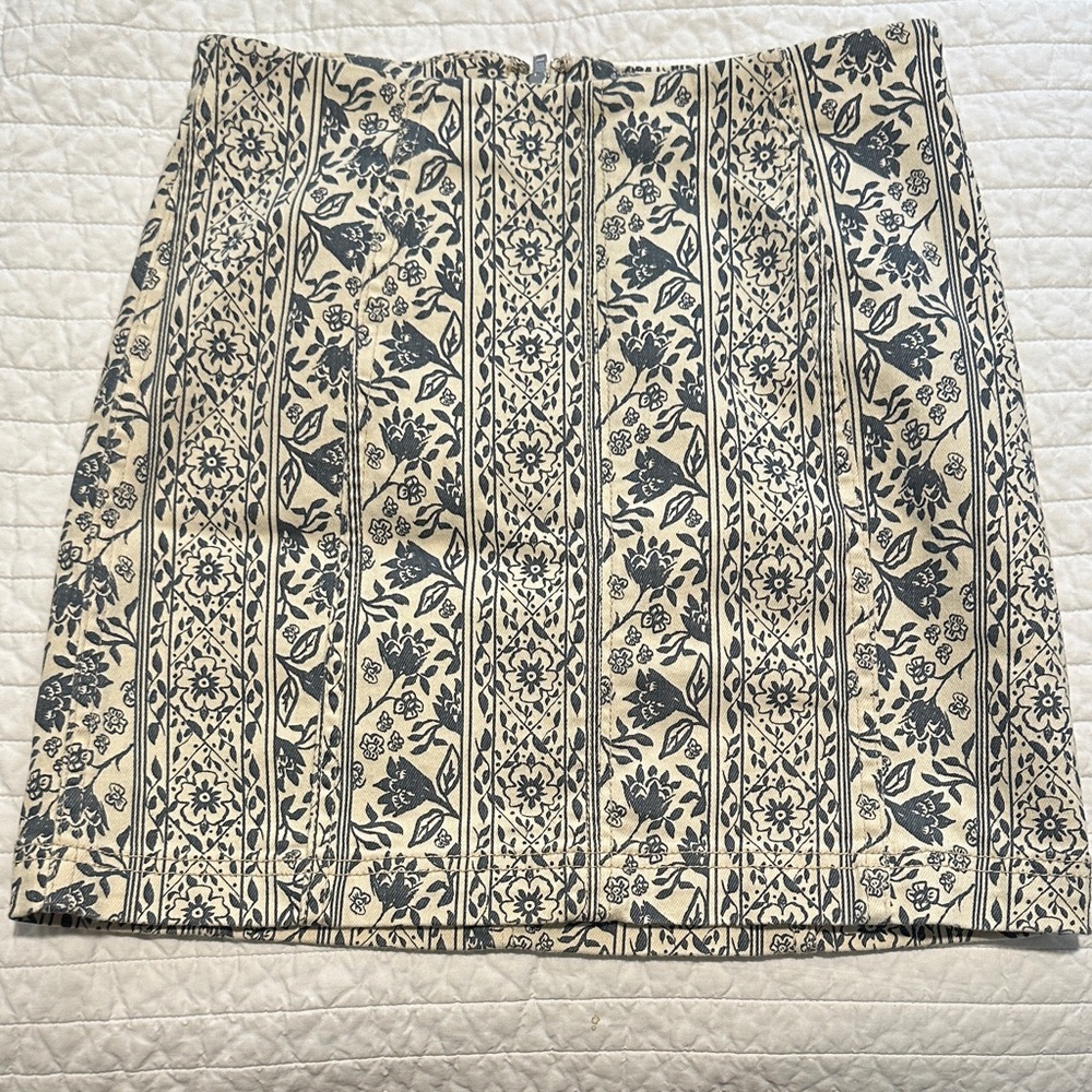 Free People Black and White Patterned Mini Skirt